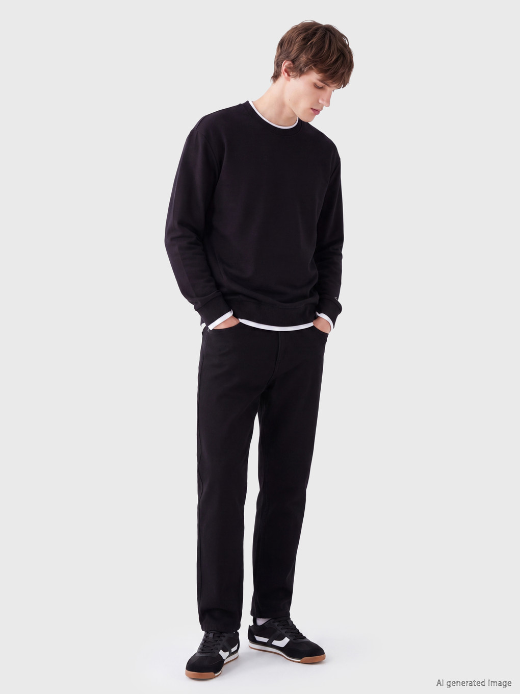 Crew Neck Embroidered Sweatshirt-1