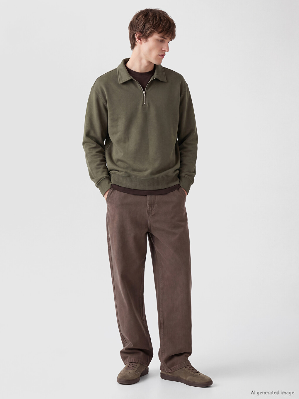Man Khaki Sweatshirt-1