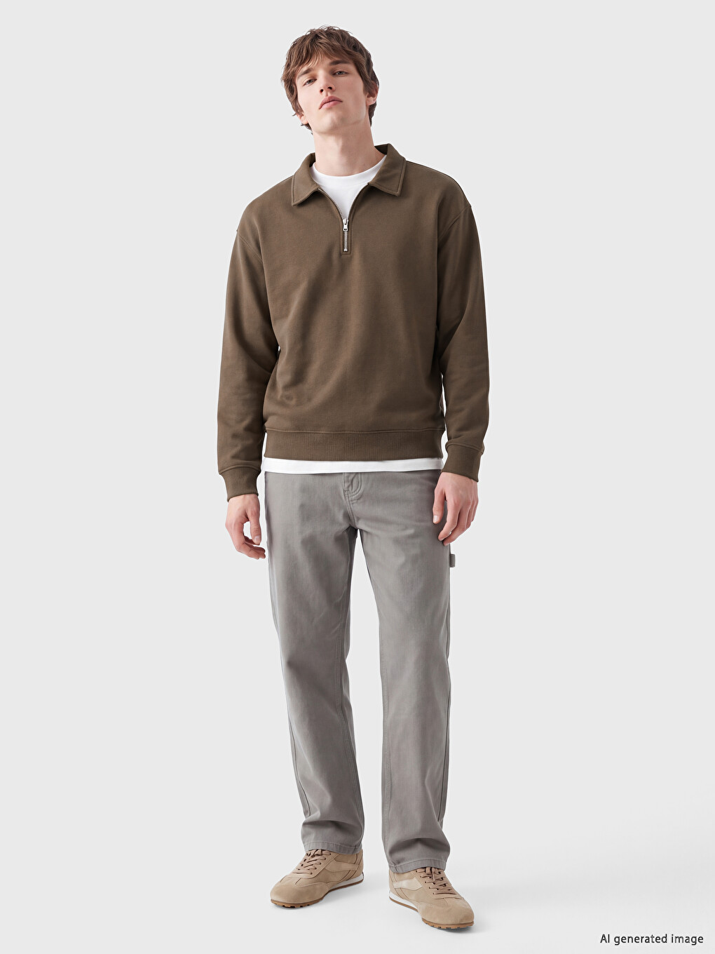 Polo Collar Men's Thick Sweatshirt-1