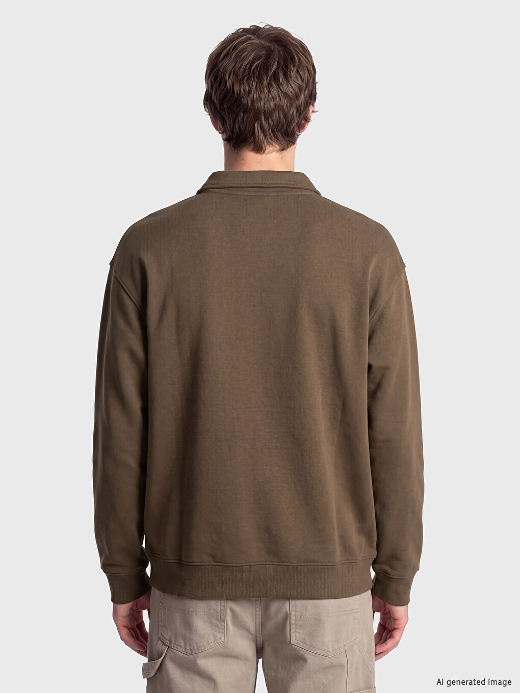 Polo Collar Men's Thick Sweatshirt-3