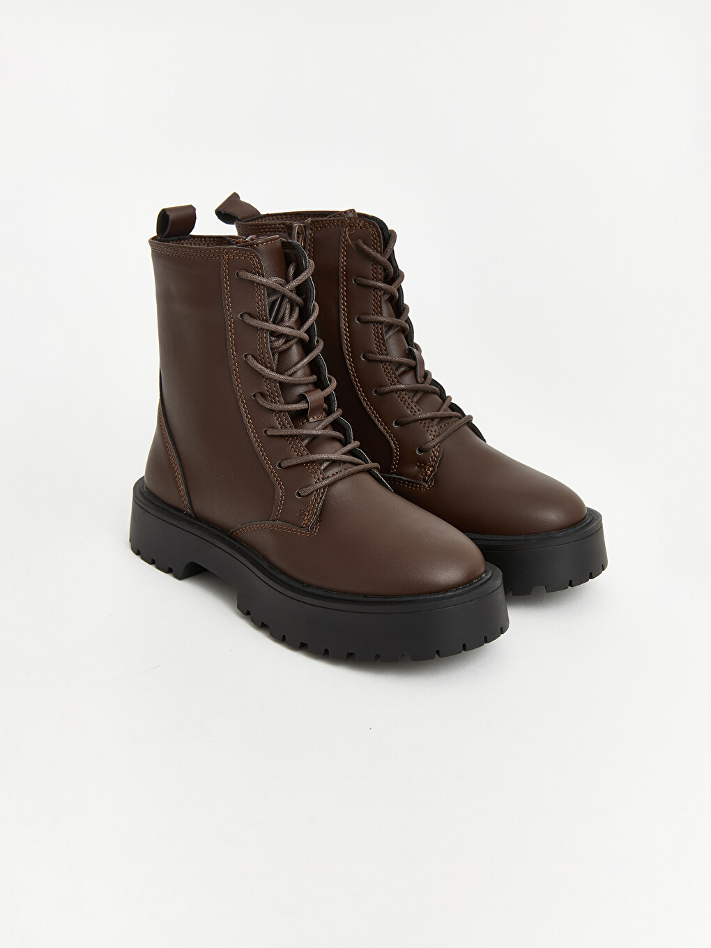 Laced And Zippered Thick Soled Girls' Boot