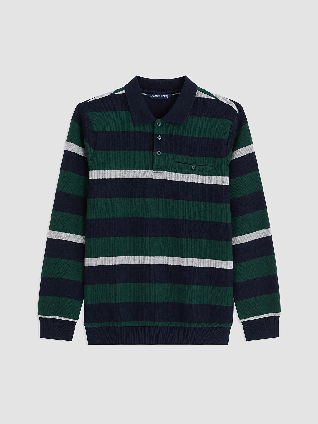 Polo Collar Striped Men's Sweatshirt
