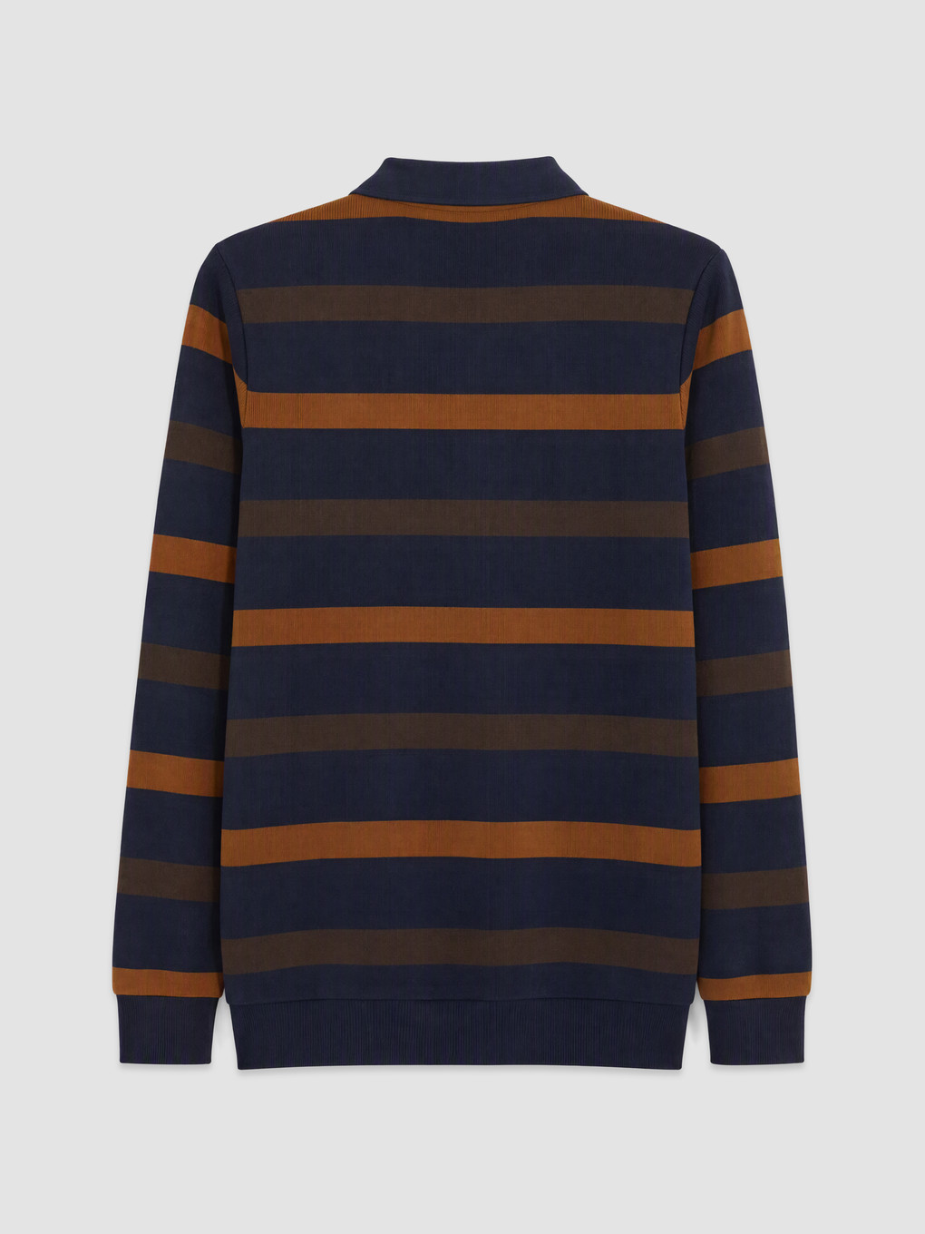 Lacivert Polo Yaka Çizgili Erkek Sweatshirt-1