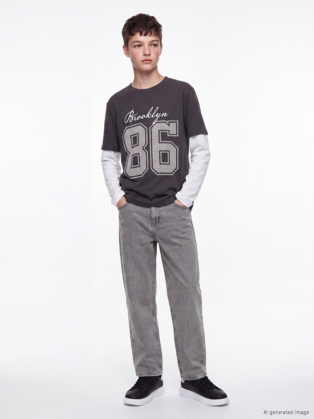 Gri Wideleg Erkek Çocuk Jean Pantolon