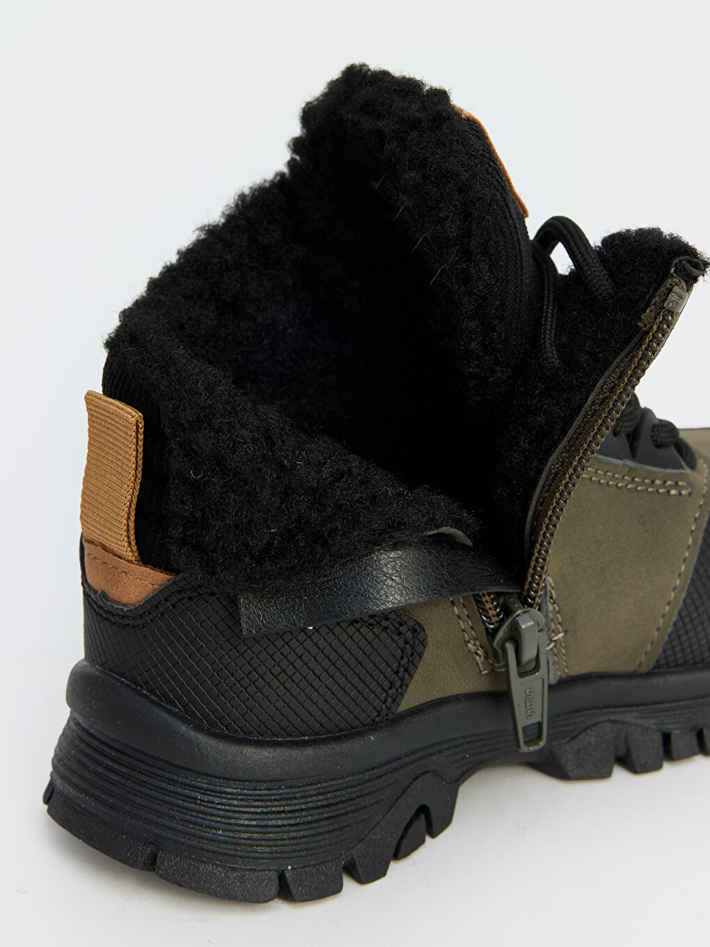 Inside Faux Fur Lined Laced Boys' Boot-3