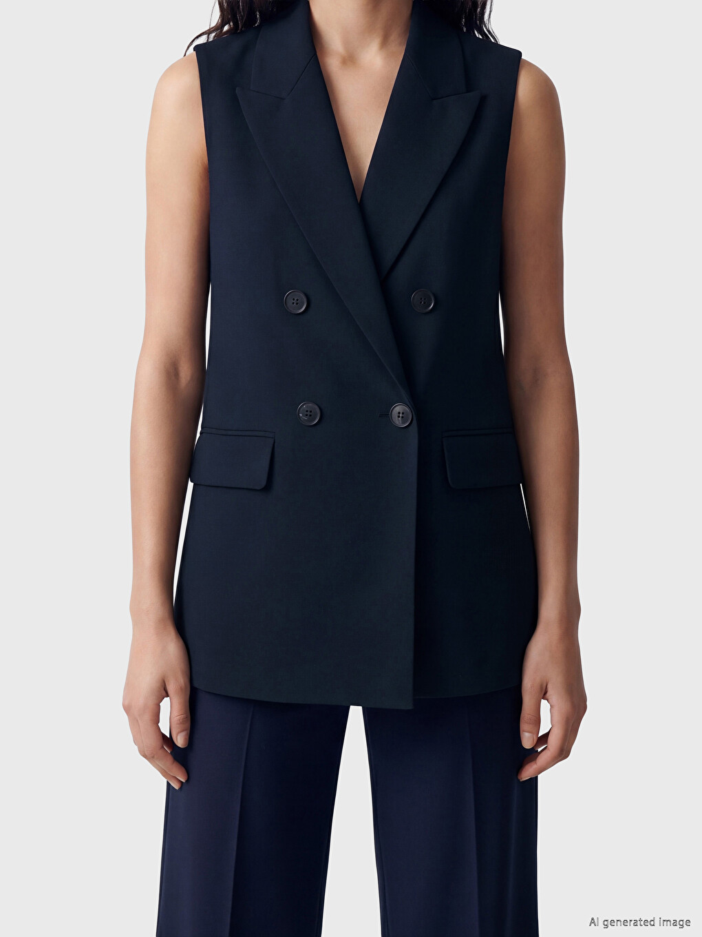 Double Breasted Collar Women's Classic Waistcoat-2