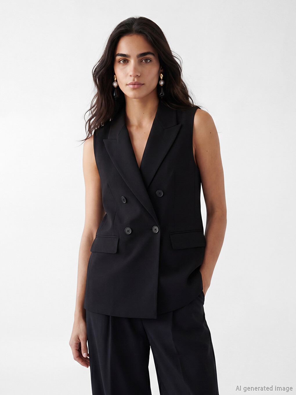 Double Breasted Jacket Collar Women's Classic Waistcoat