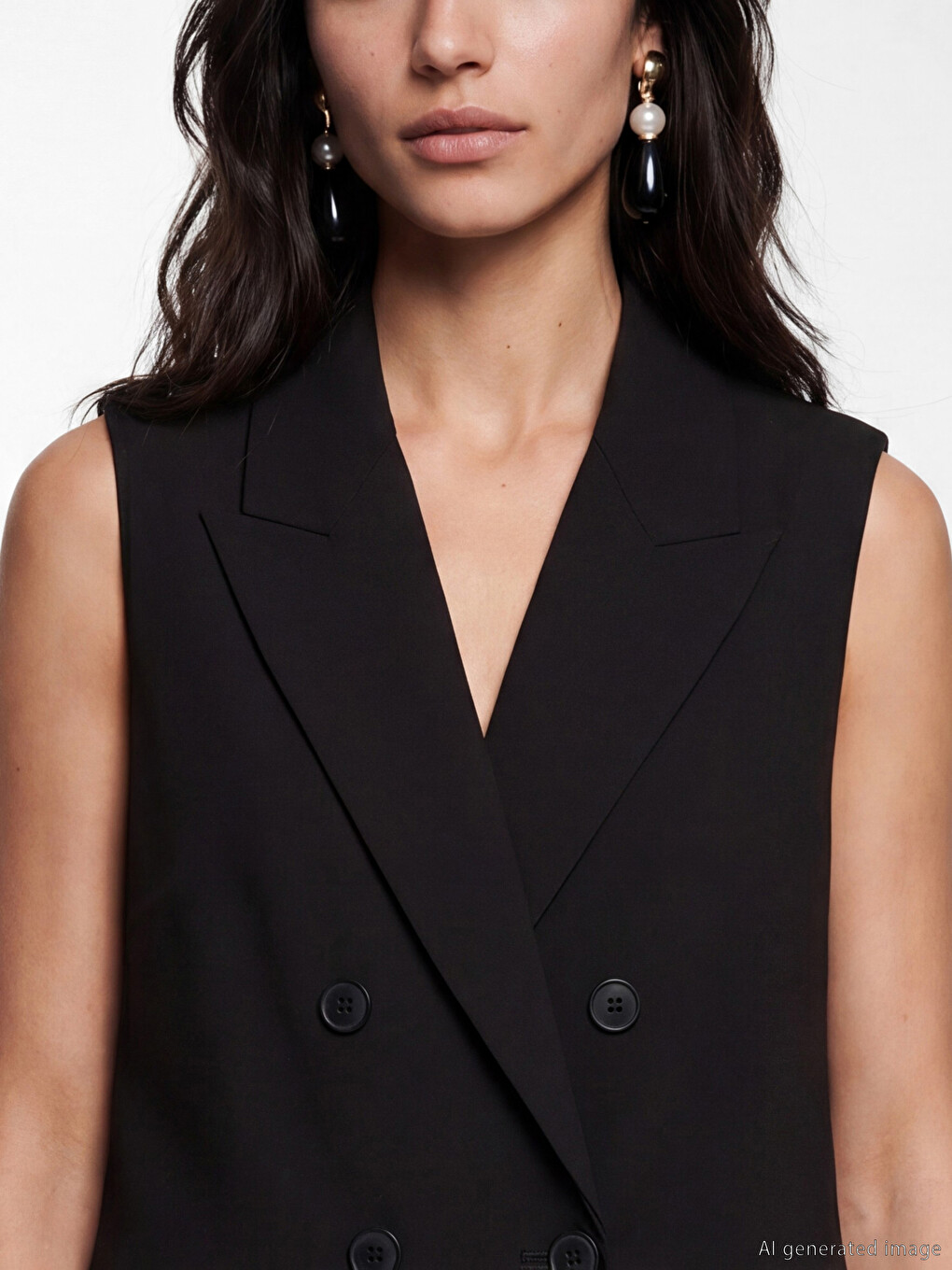 Double Breasted Jacket Collar Women's Classic Waistcoat-2