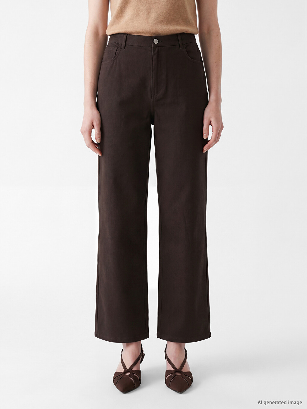 Regular Fit Women's Twill Trousers-1