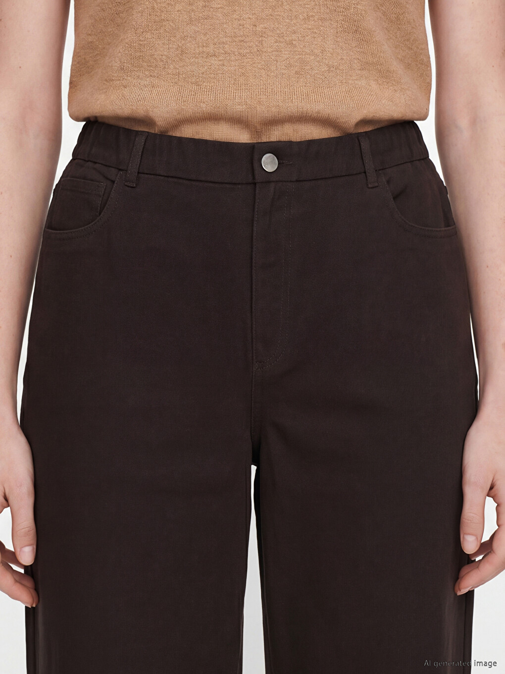 Regular Fit Women's Twill Trousers-2