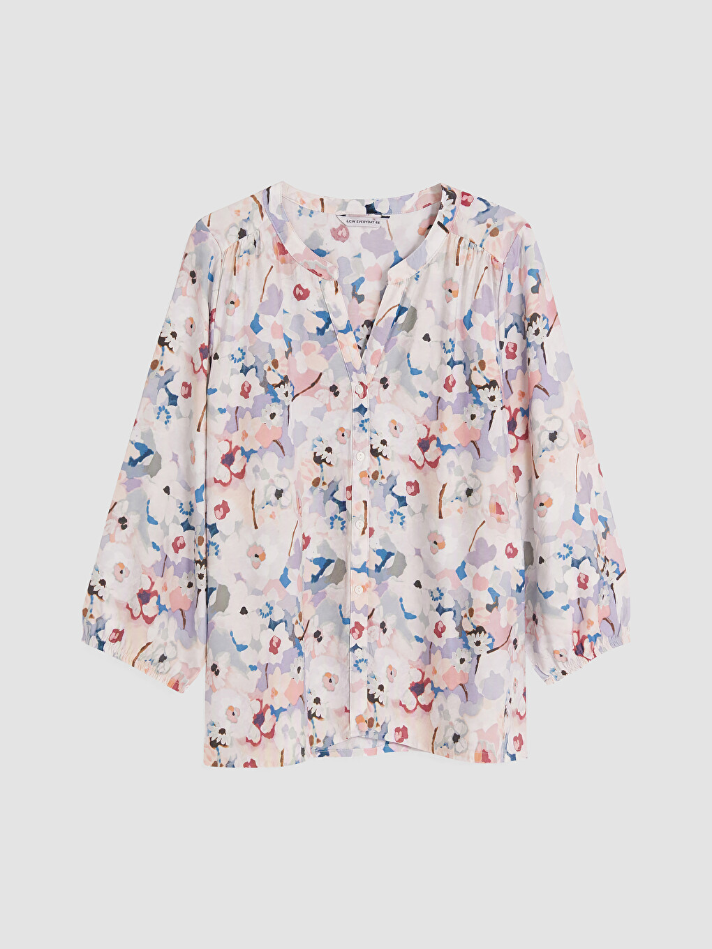 Grandad Collar Patterned Blouse