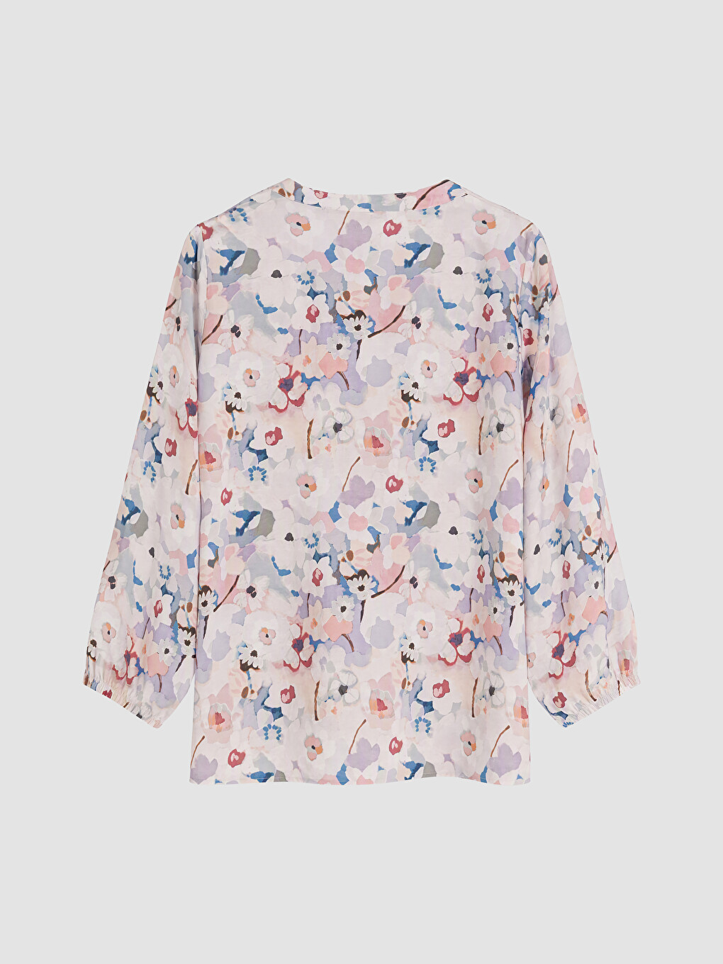 Grandad Collar Patterned Blouse-2