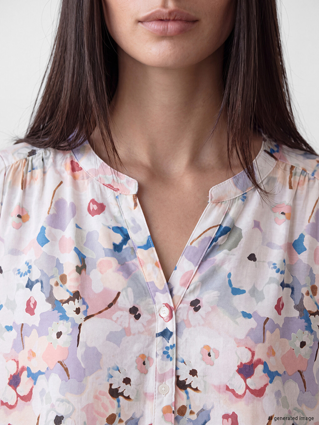 Grandad Collar Patterned Blouse-2