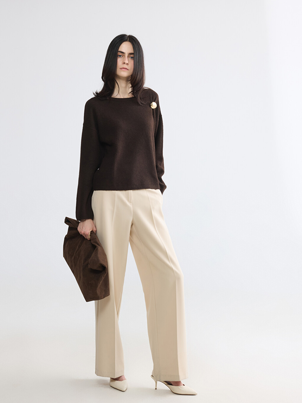 Crew Neck Women's Knitwear Sweater-1