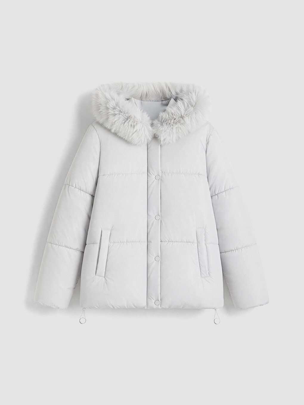 Furred Hooded Oversize Women's Puffer Coat-5