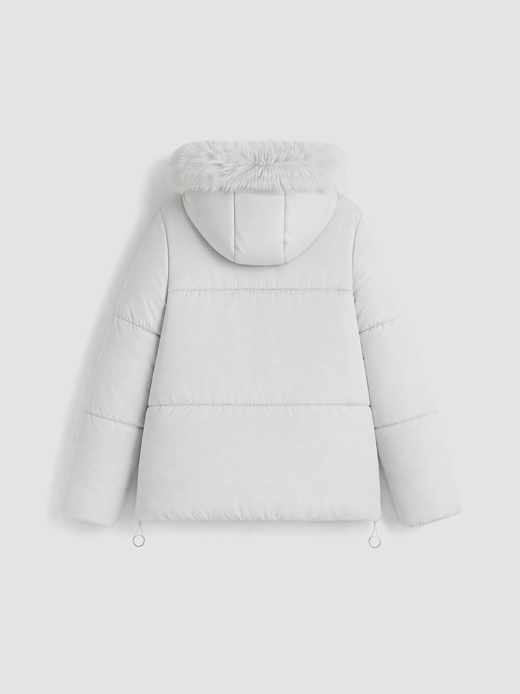 Furred Hooded Oversize Women's Puffer Coat-6