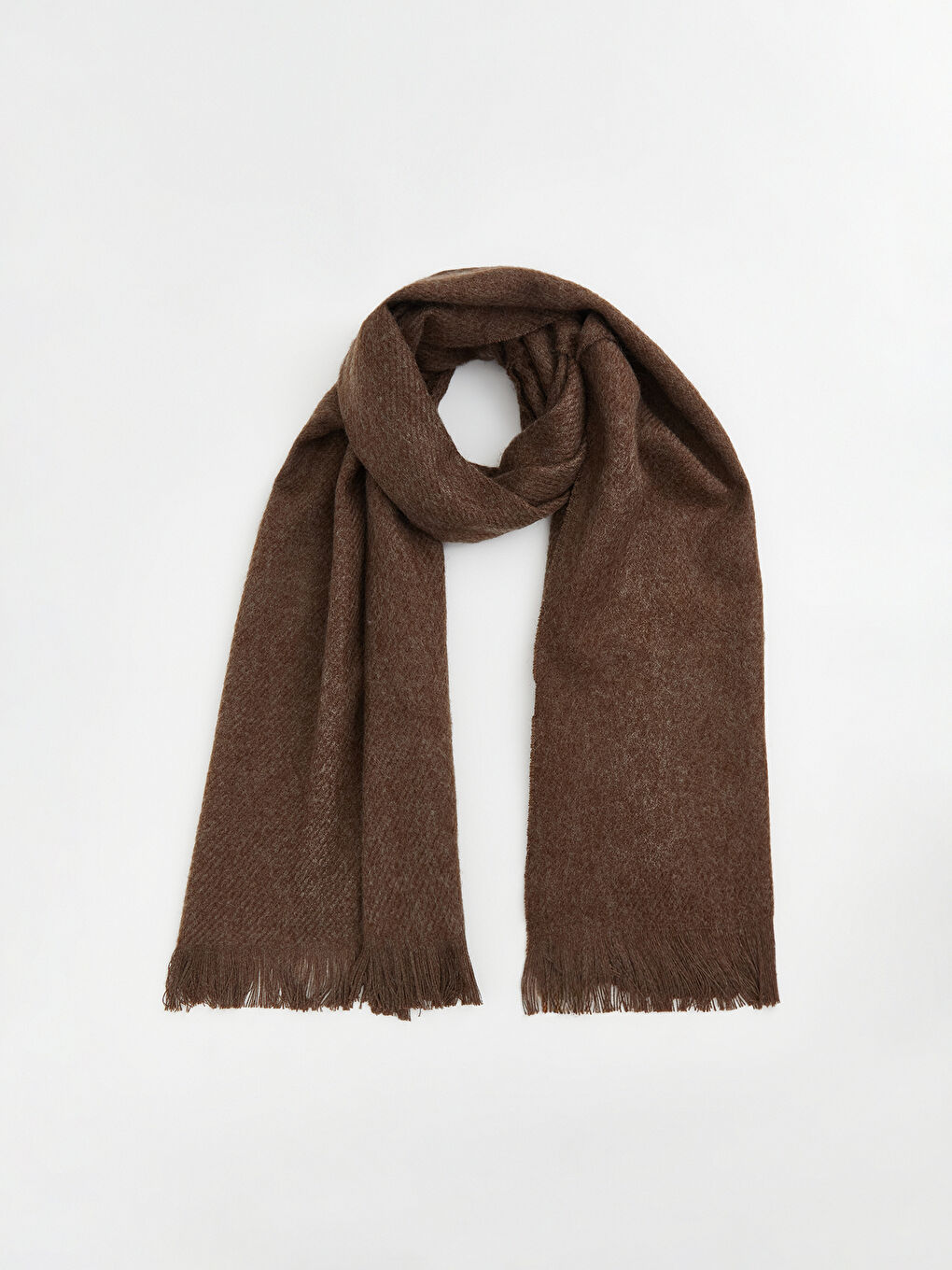 Kahverengi Püsküllü Kız Çocuk Atkı 