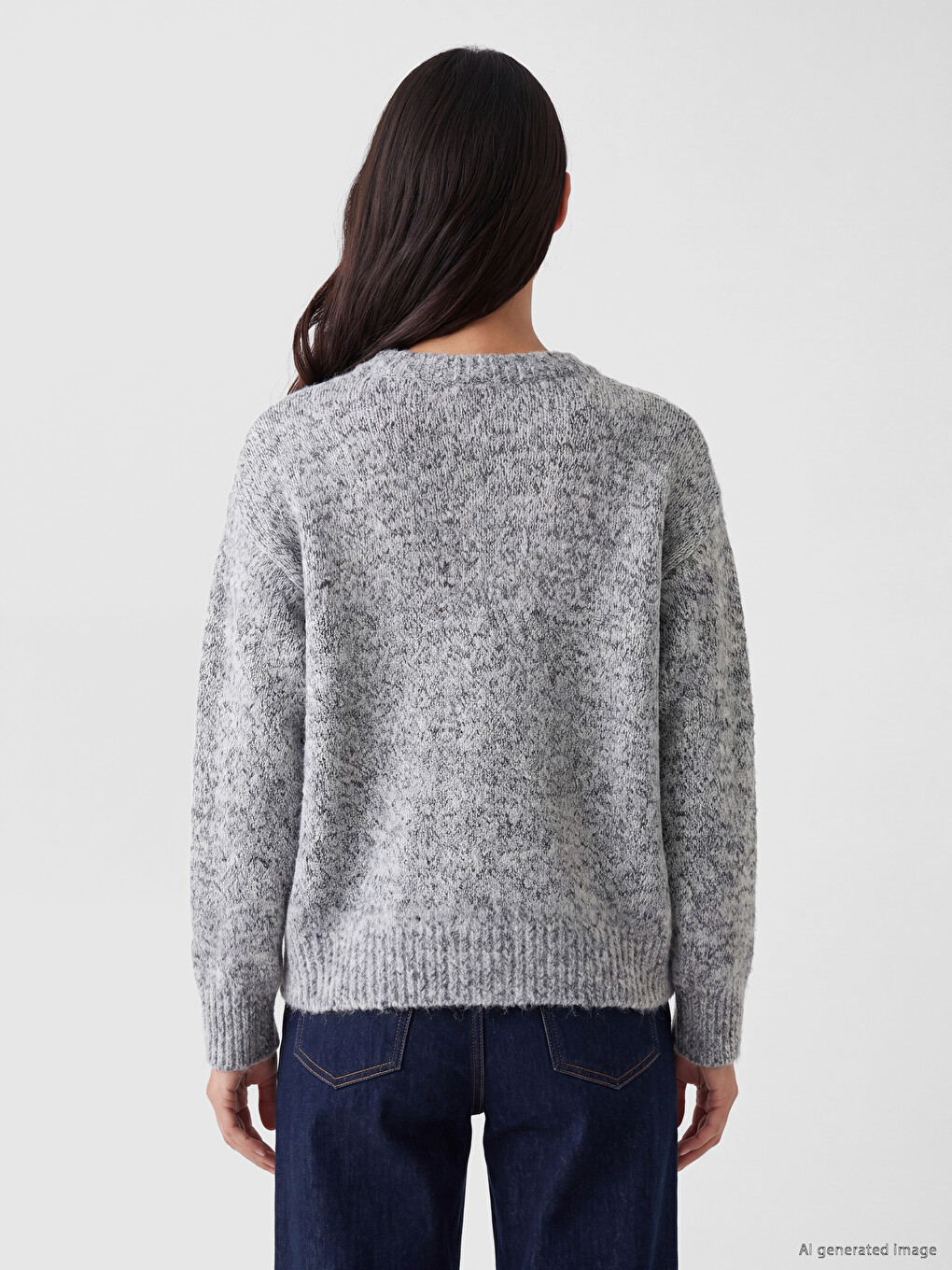 Crew Neck Oversize Women's Knitwear Sweater-3