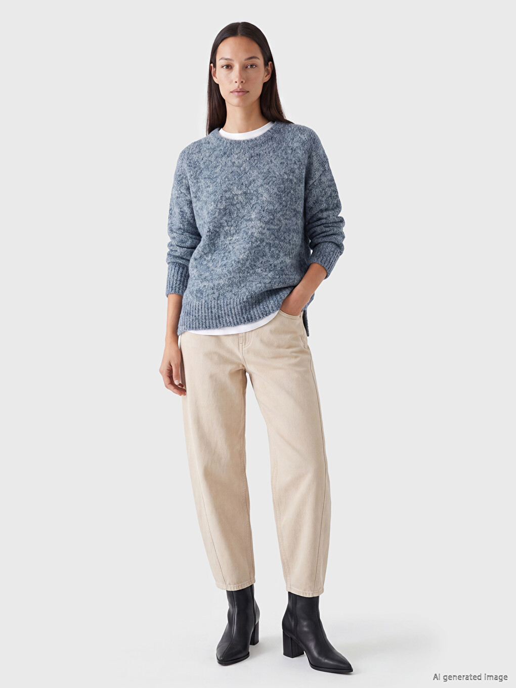 Crew Neck Oversize Women's Knitwear Sweater-1