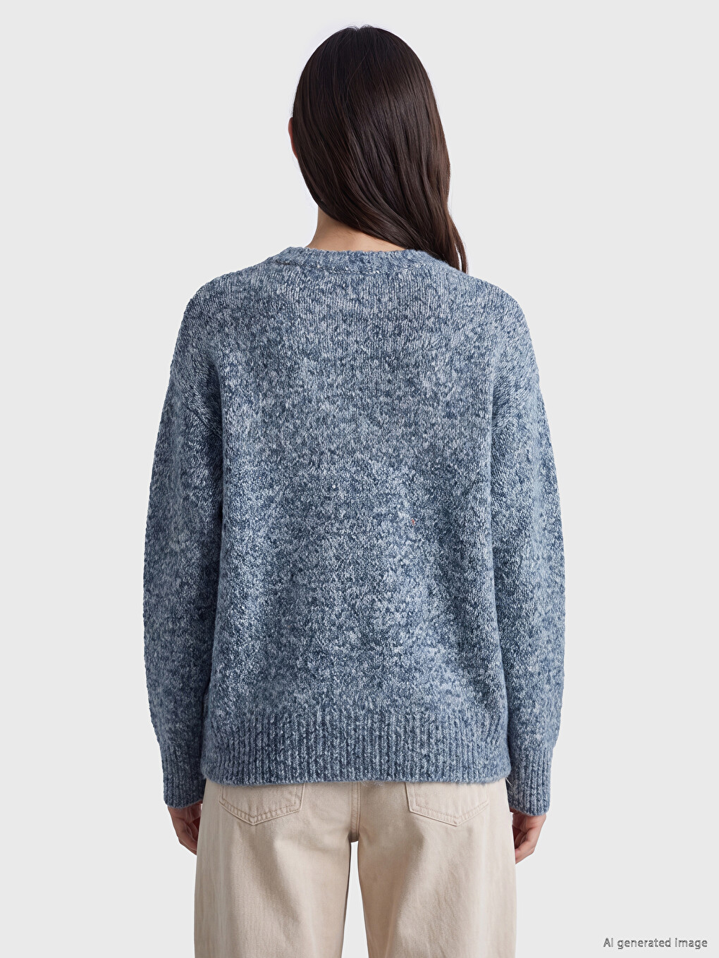 Crew Neck Oversize Women's Knitwear Sweater-3