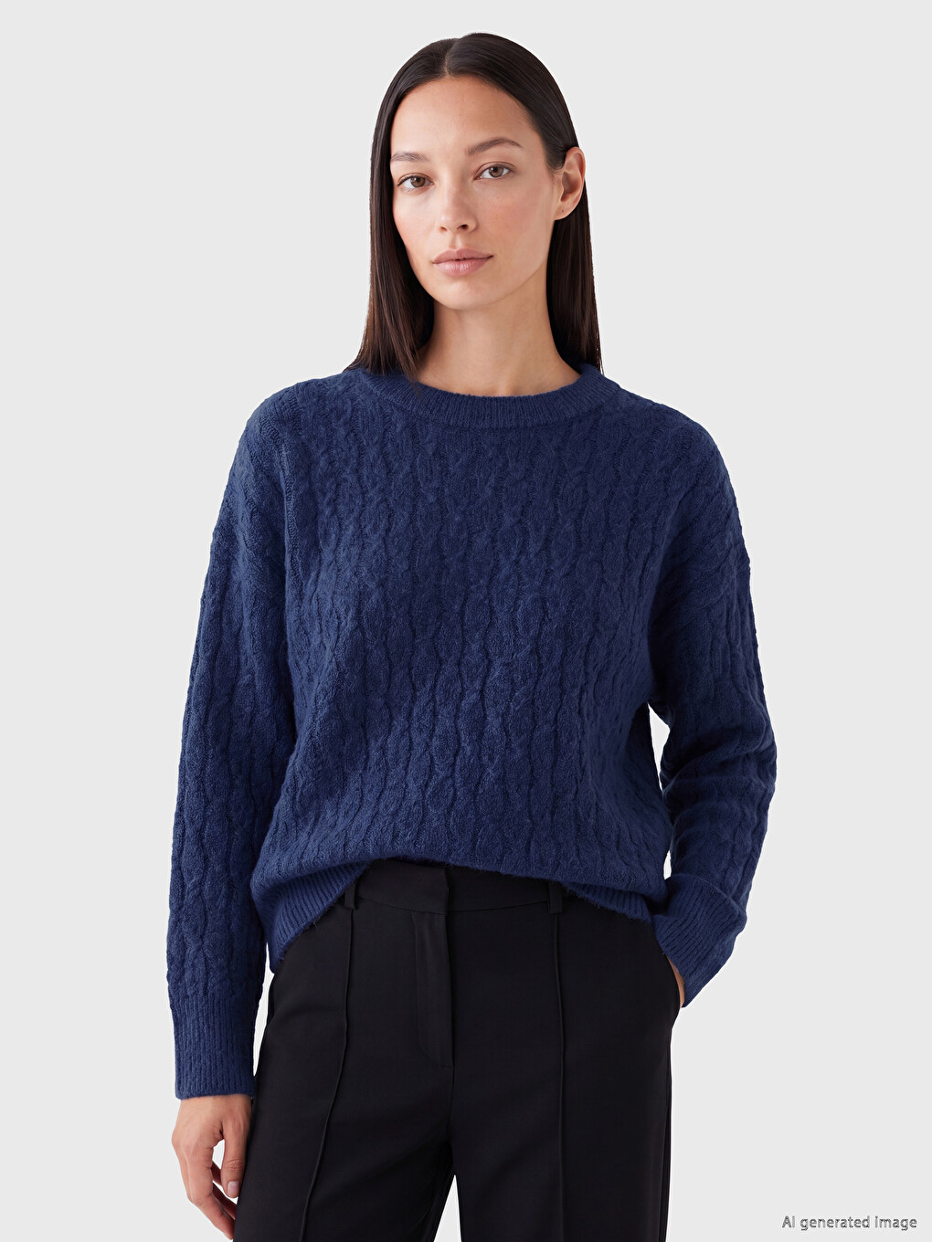 Patterned Wool Blend Women's Knitwear Sweater