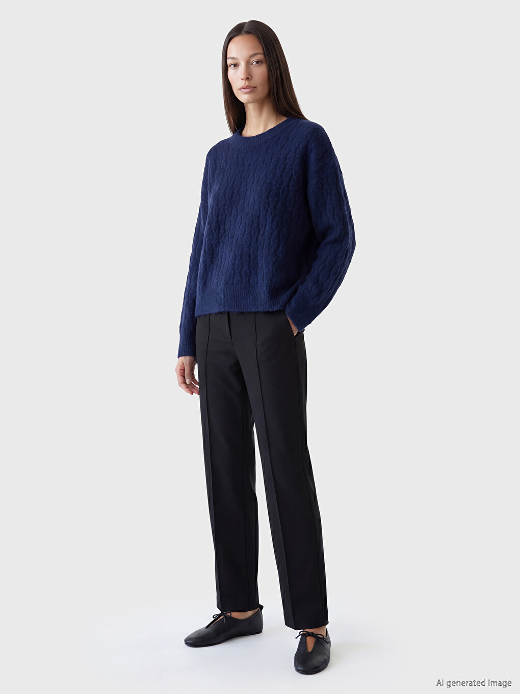 Patterned Wool Blend Women's Knitwear Sweater-1