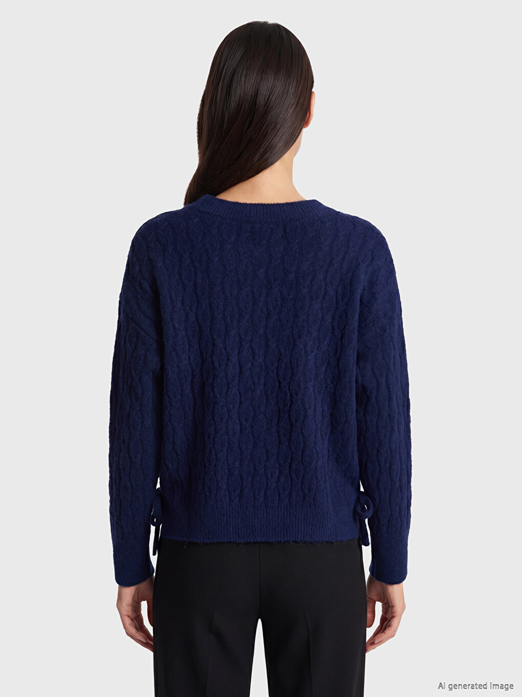 Patterned Wool Blend Women's Knitwear Sweater-3