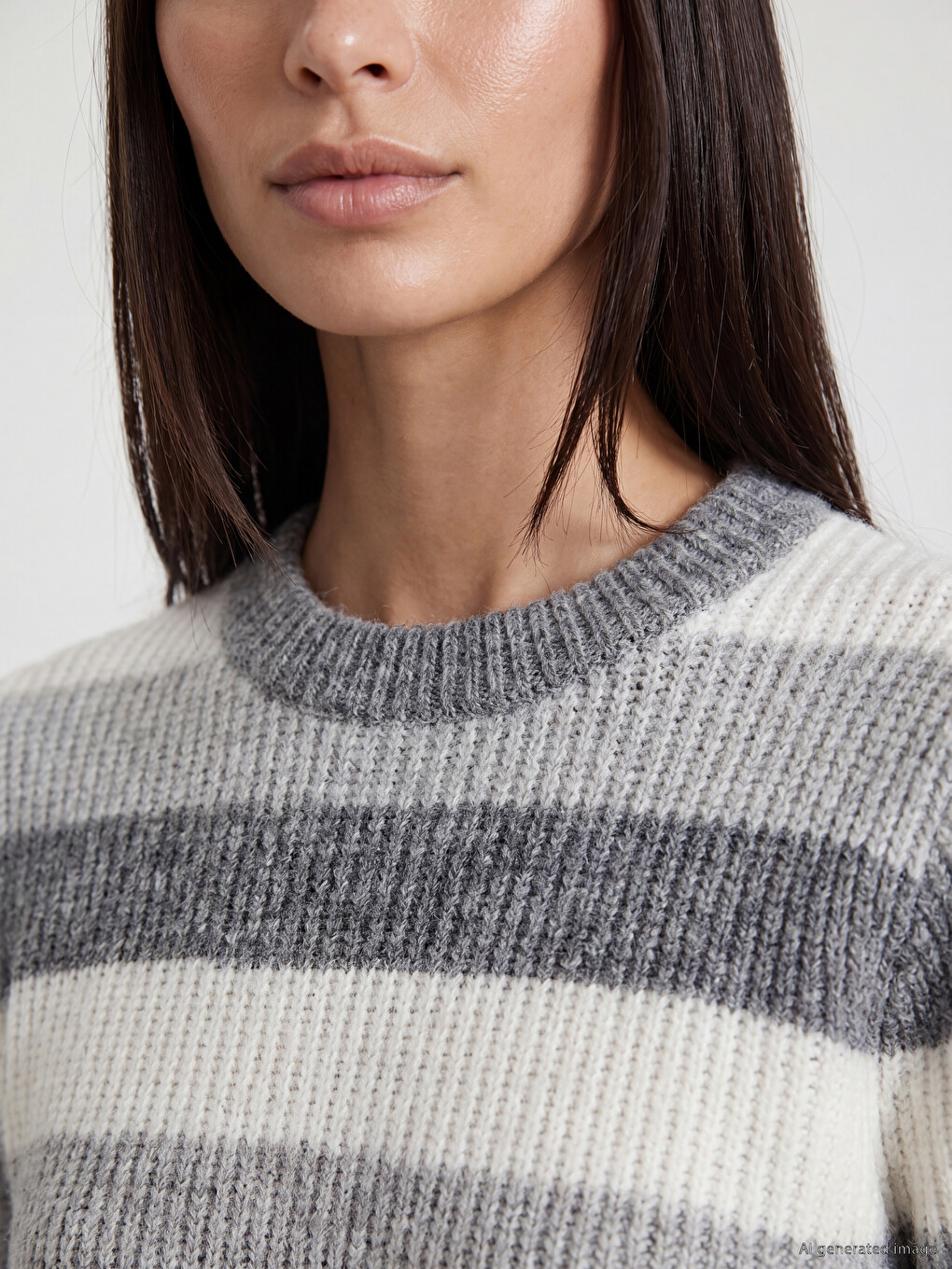 Crew Neck Striped Women's Knitwear Sweater-2