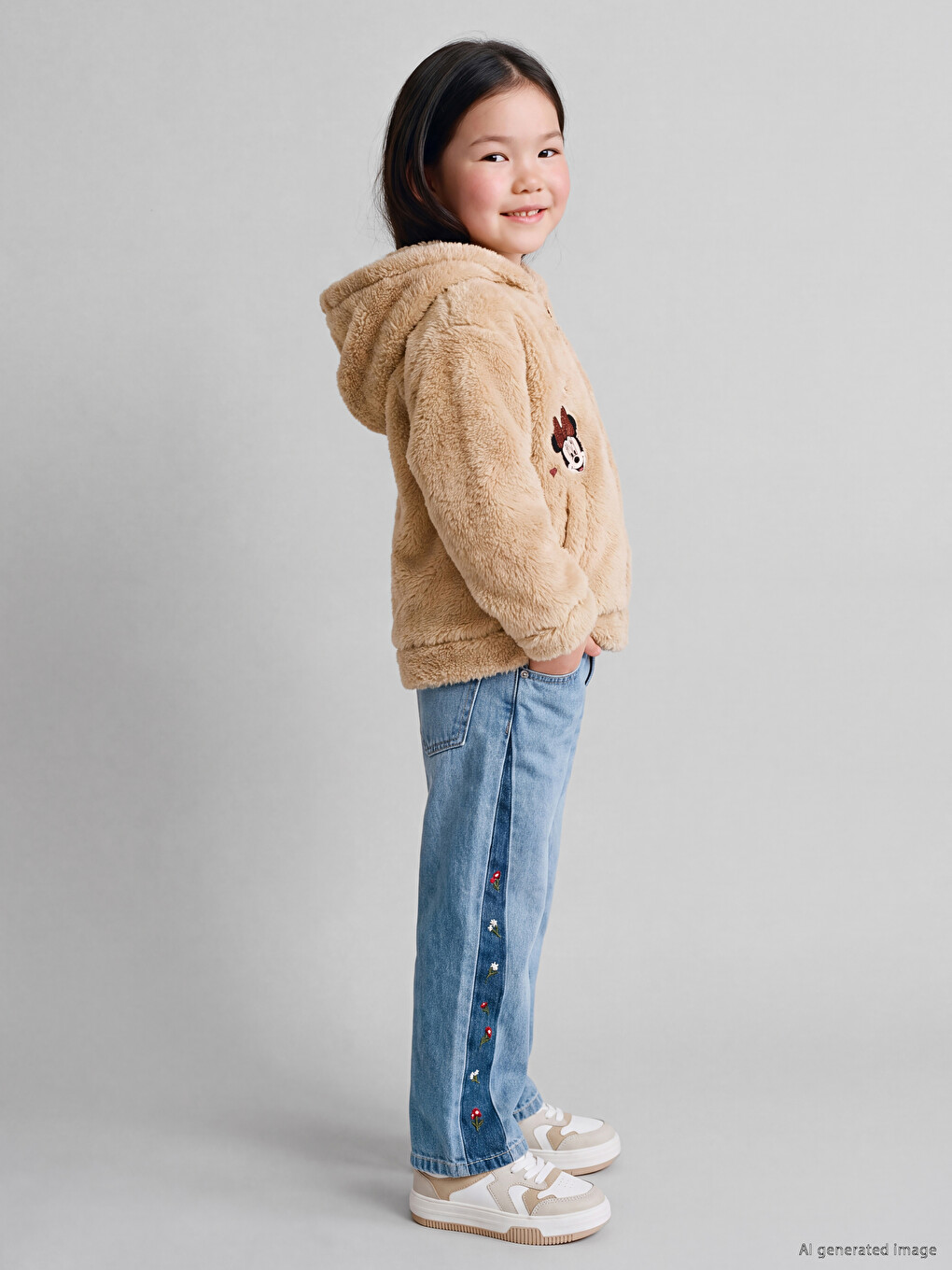 İndigo Wideleg Kız Çocuk Jean Pantolon-1