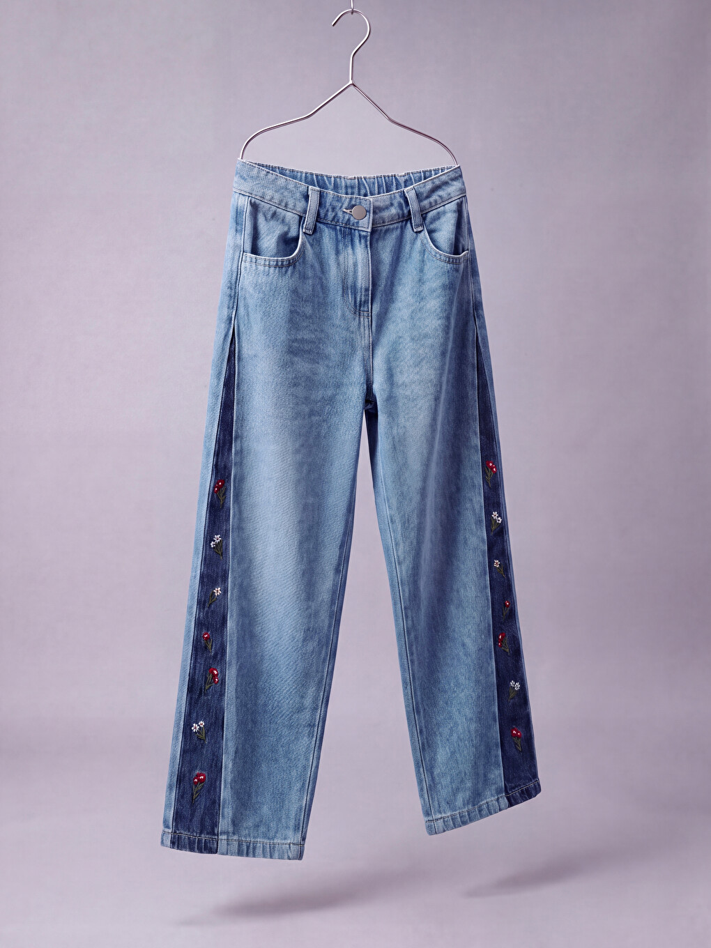 İndigo Wideleg Kız Çocuk Jean Pantolon-2