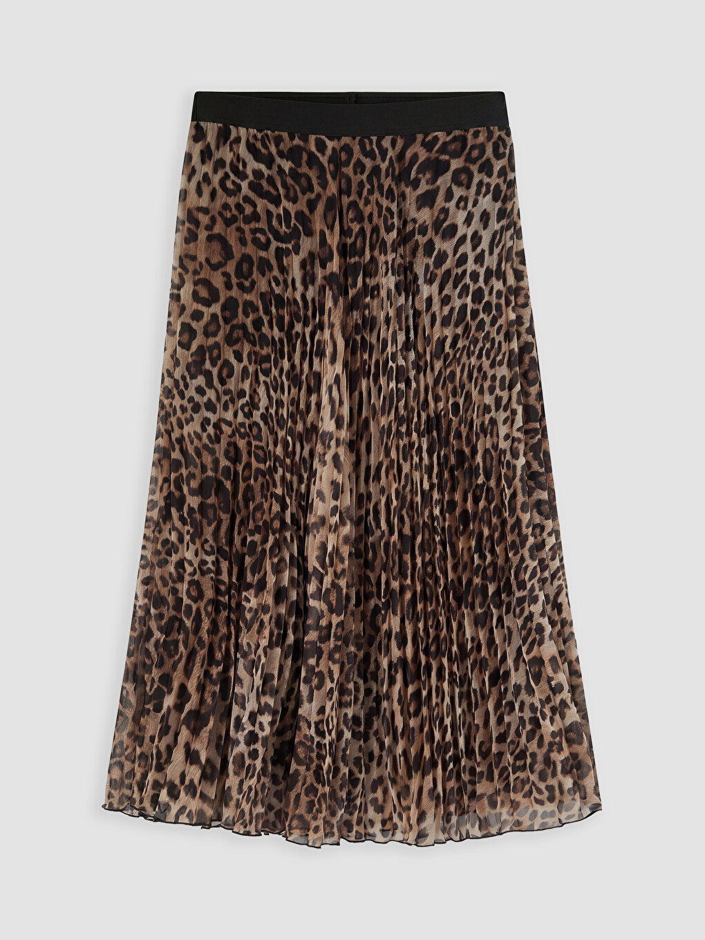 Elastic Waist Leopard Print Chiffon Skirt-4