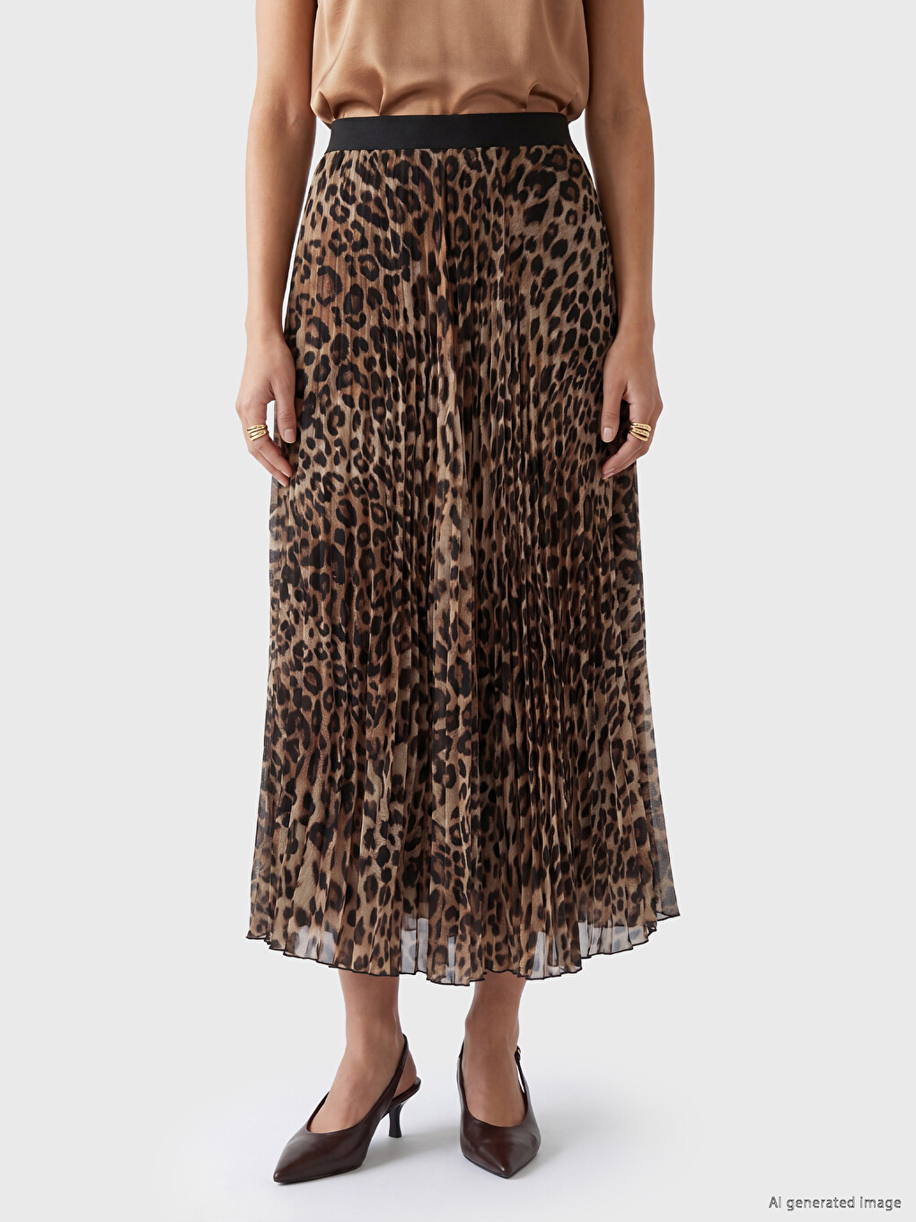 Elastic Waist Leopard Print Chiffon Skirt-1