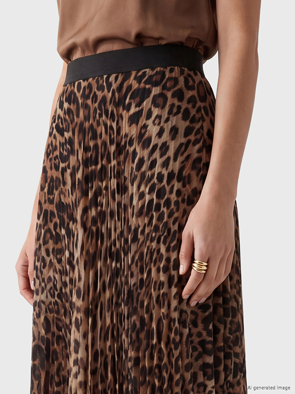 Elastic Waist Leopard Print Chiffon Skirt-2