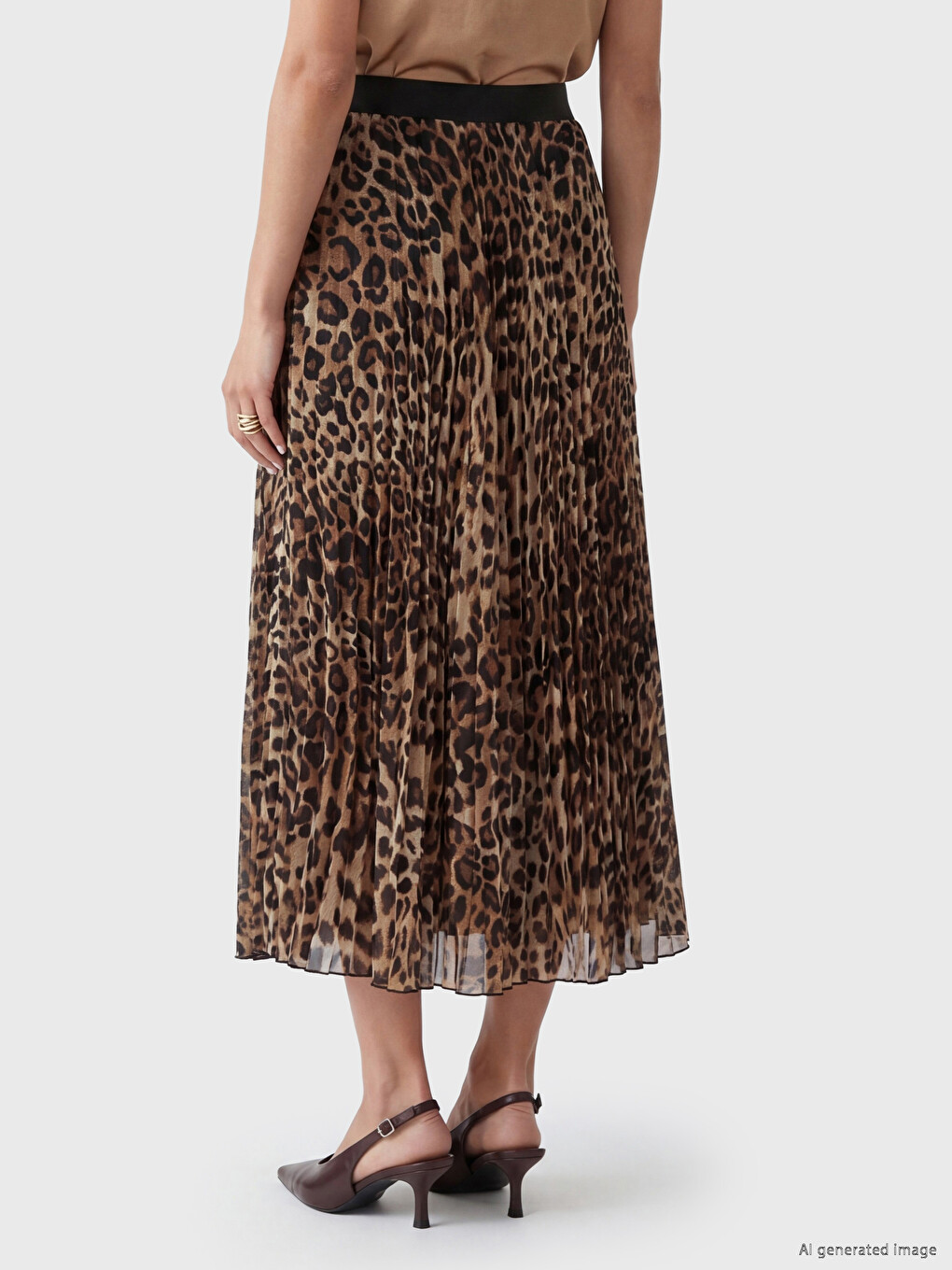 Elastic Waist Leopard Print Chiffon Skirt-3