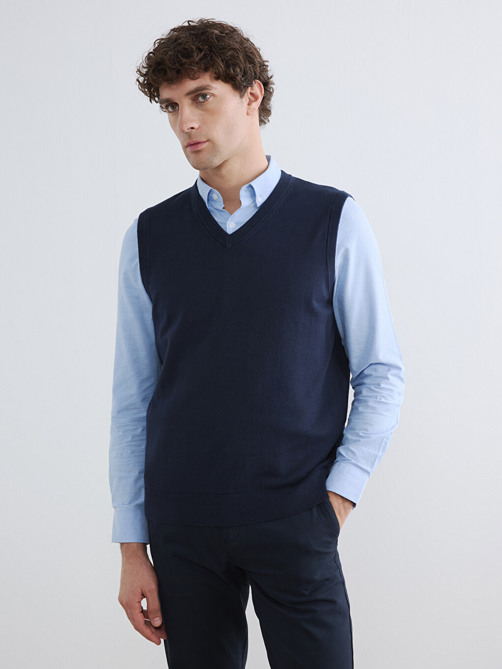 Regular Fit V Neck Men's Knitwear Gilet