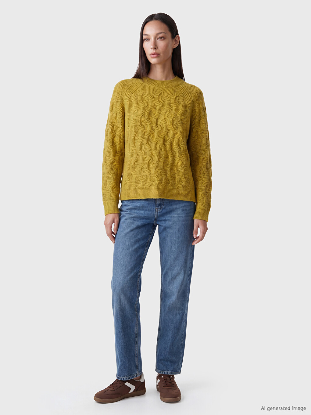 Pull-over En Tricot À Motifs À Col Rond Pour Femme-1