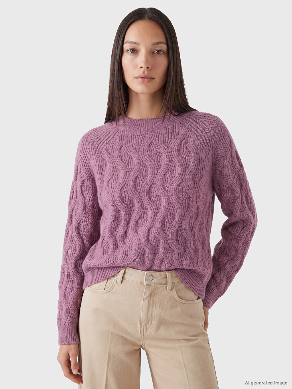 Crew Neck Patterned Women's Knitwear Sweater
