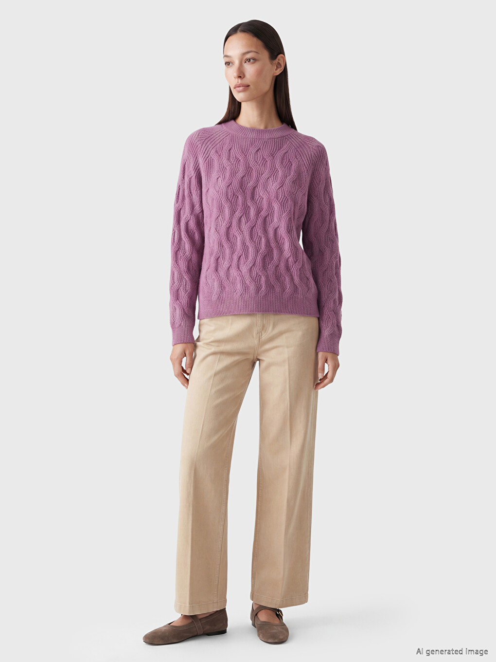 Crew Neck Patterned Women's Knitwear Sweater-1