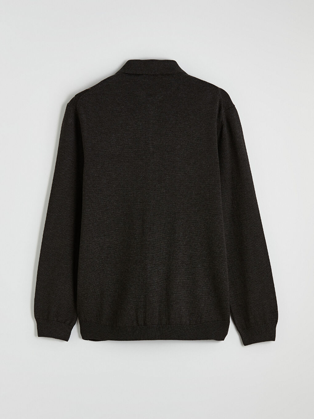 Antrasit Polo Yaka Baklava Desenli Erkek Triko Hırka-6