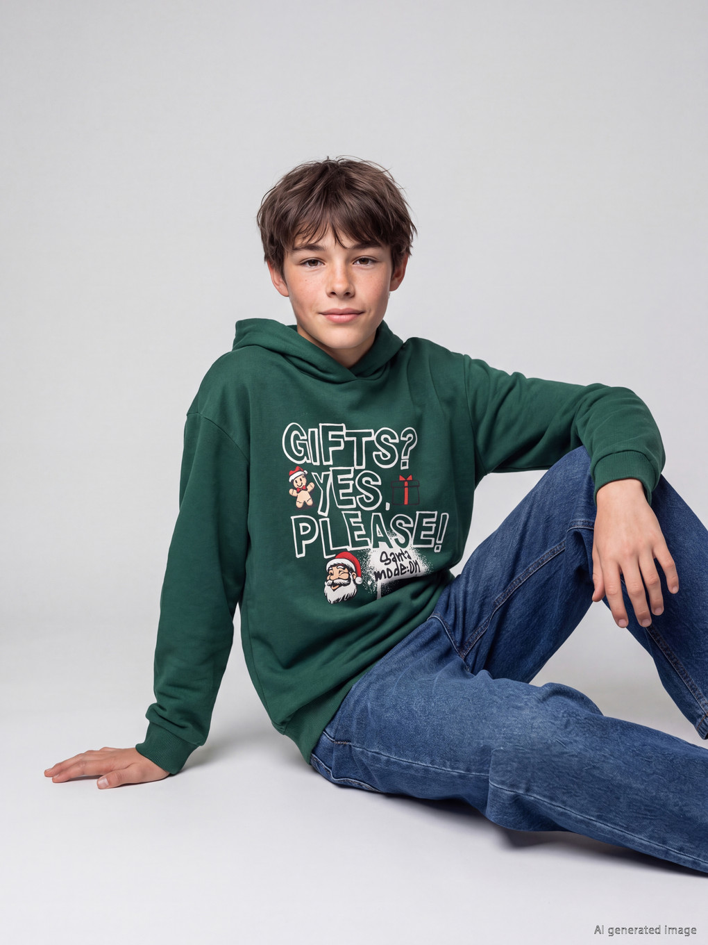 Yeni Yıl Temalı Erkek Çocuk Kalın Sweatshirt