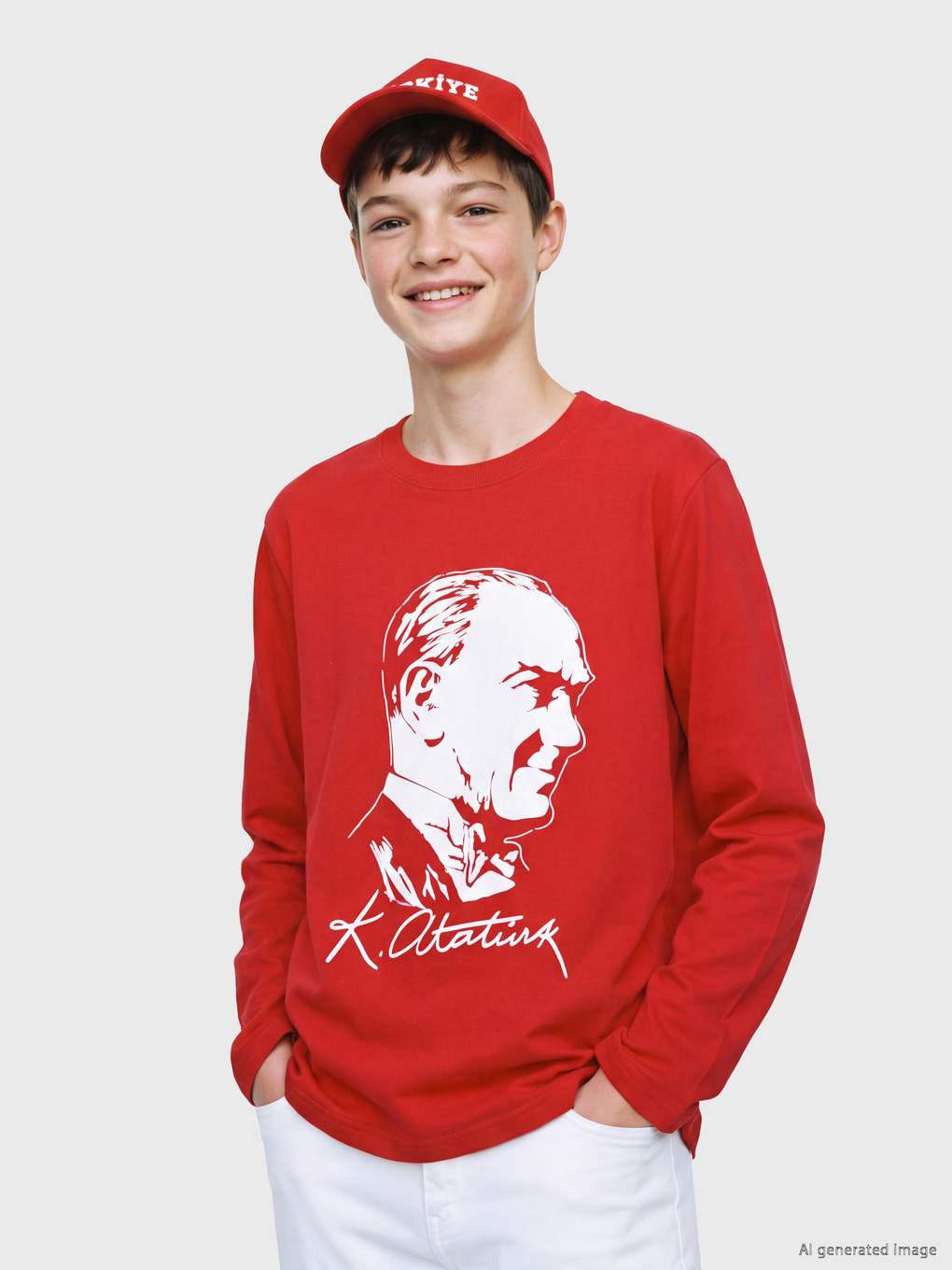  Bisiklet Yaka Atatürk Baskılı Erkek Çocuk Tişört