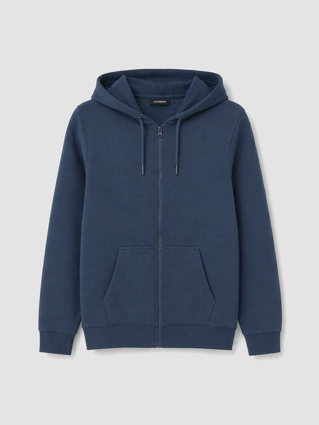 Lacivert Kapüşonlu Erkek Fermuarlı Sweatshirt-4