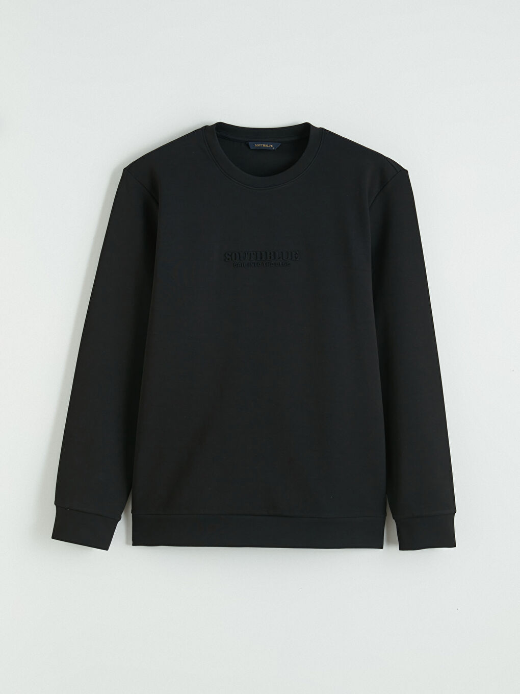 Siyah Bisiklet Yaka Baskılı Erkek Sweatshirt