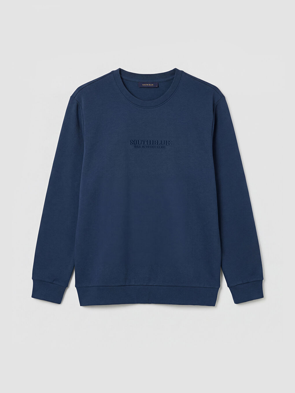 İndigo Bisiklet Yaka Baskılı Erkek Sweatshirt-3