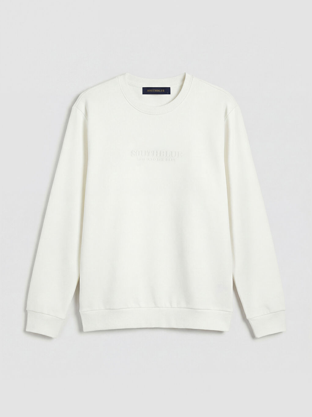 Beyaz Bisiklet Yaka Baskılı Erkek Sweatshirt-3