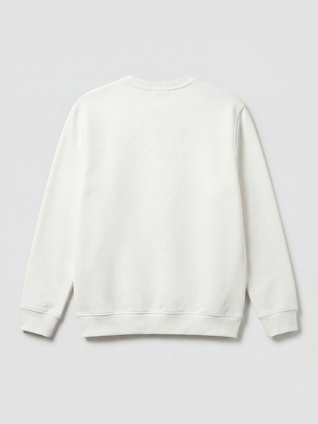 Beyaz Bisiklet Yaka Baskılı Erkek Sweatshirt-4