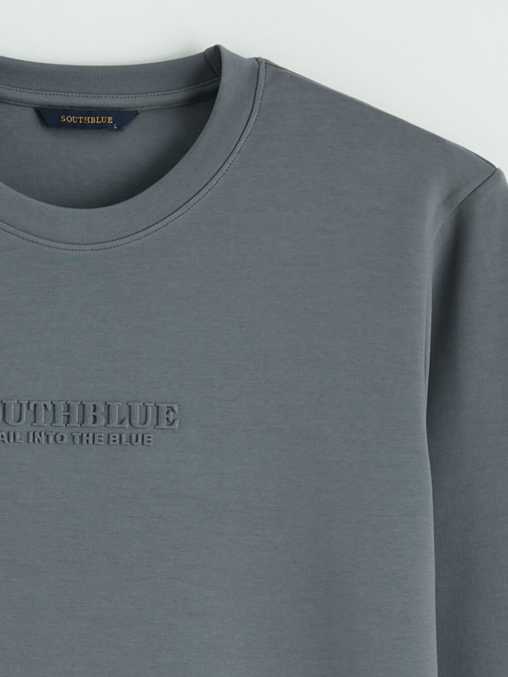 Antrasit Bisiklet Yaka Baskılı Erkek Sweatshirt-5