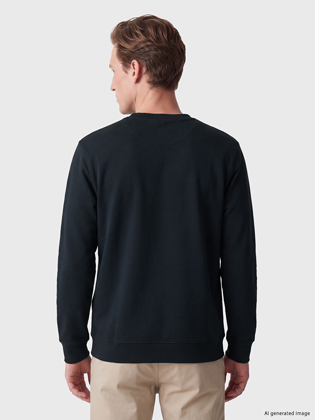 Yeşil Bisiklet Yaka Baskılı Erkek Sweatshirt-3