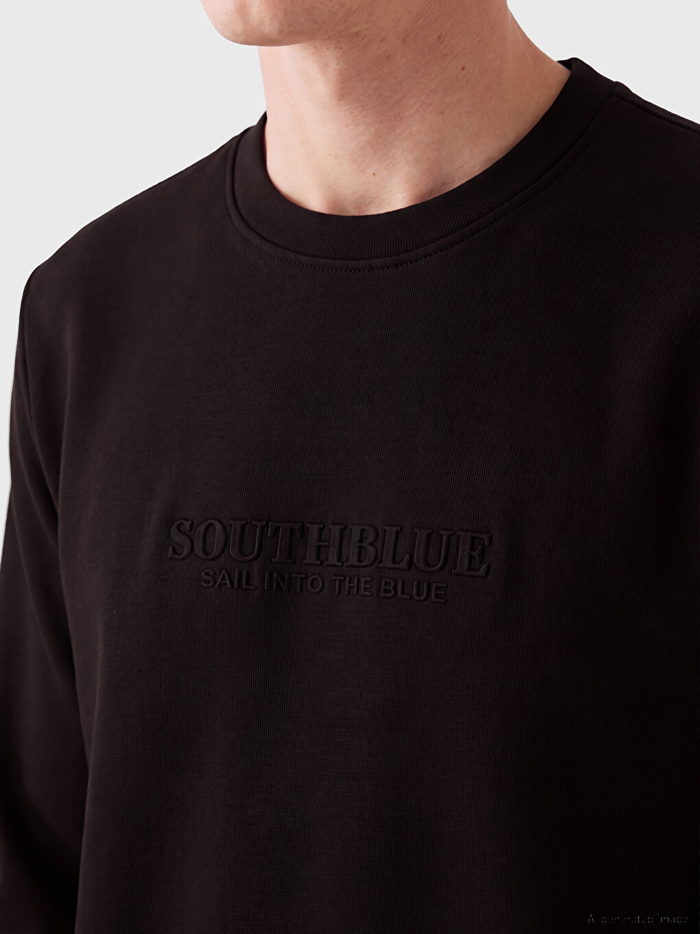 Kahverengi Bisiklet Yaka Baskılı Erkek Sweatshirt-2