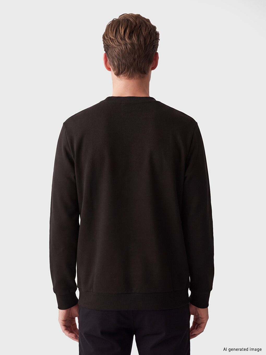 Kahverengi Bisiklet Yaka Baskılı Erkek Sweatshirt-3
